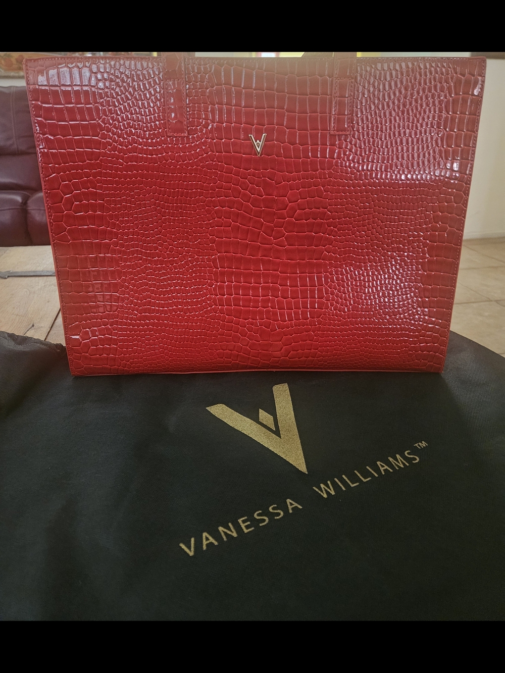 Vanessa Williams Red Croc-Embossed Tote